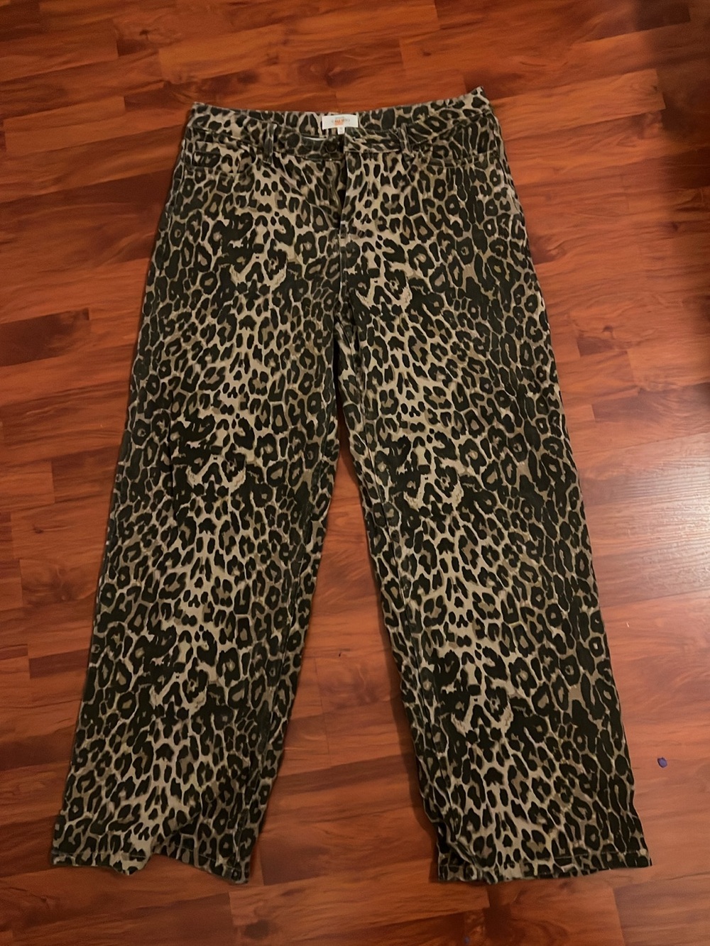 Leopard Print Wide Leg Pants - Olive & Taupeo  cali 1850